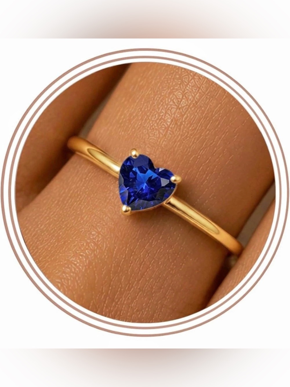 Fashion Birthstone heart ring Heart Birthstone Ring in Blue & Gold Plated NWT